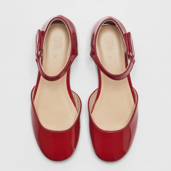 Zara Size 4 Youth Patent Red Shoes New With Tags - Picture 4 of 5